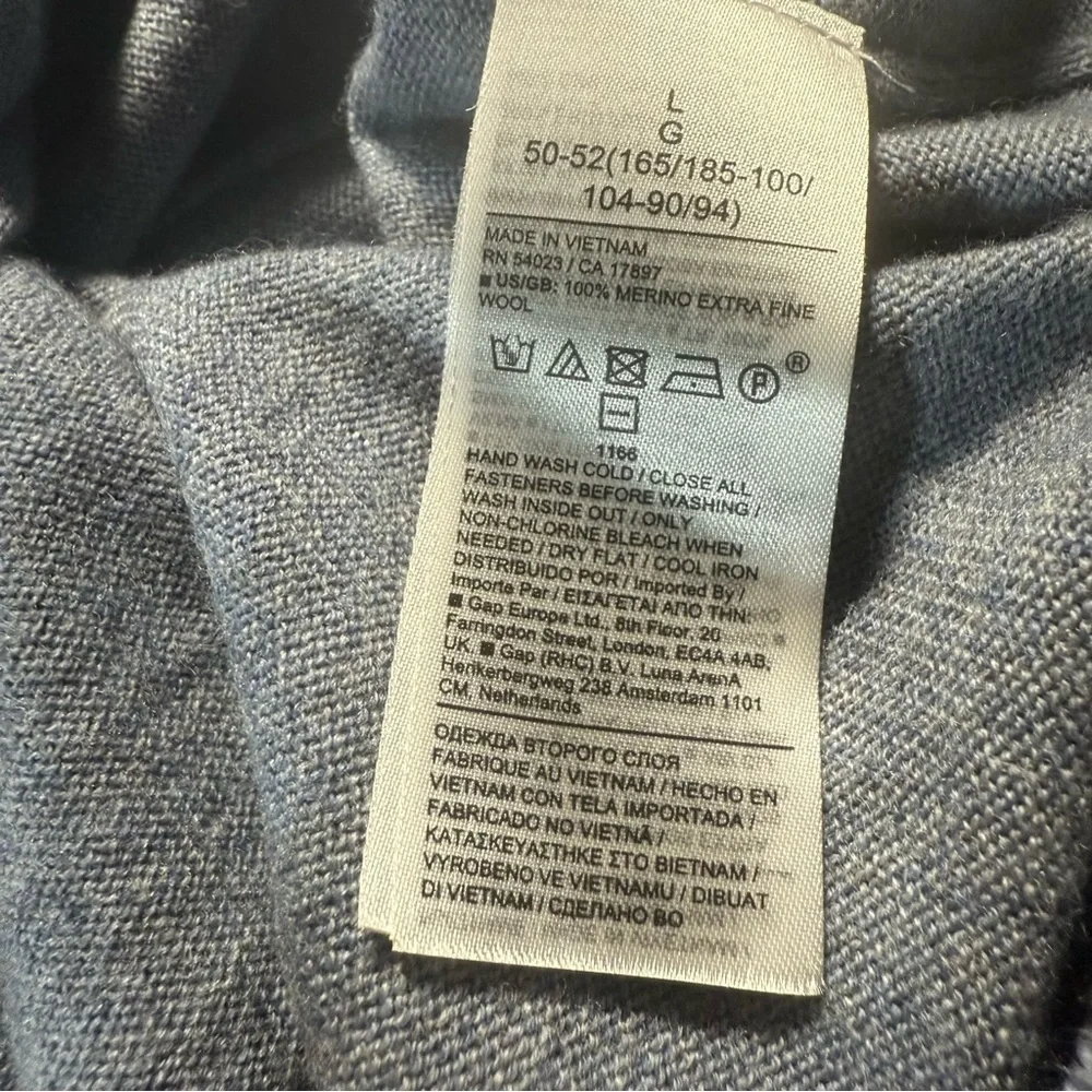 Banana Republic x Baruffa Wool Quarter Zip Sweater Large Blue Preppy Office Luxe